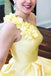 Daffodil Simple One Shoulder Satin Floor Length Prom Dress with Flower, Long Party Dress UQ2410
