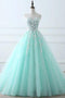 Tiffany Blue Sweetheart Puffy Tulle Prom Dress with Lace Appliques, Long Graduation Dress UQ2545