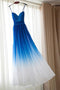 Spaghetti Straps Royal Blue Ombre Bridesmaid Dresses, Long Chiffon Prom Dress UQB0017