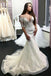 Gorgeous Sheer Neck Half Sleeves Lace Appliques Mermaid Long Wedding Dress UQ2484