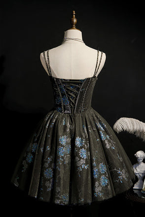 Gorgeous Sparkly Spaghetti Straps Short Homecoming Dress, Short Prom Gown UQH0090