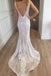 Mermaid Lace Beach Wedding Dress, Boho Backless Long Wedding Gown UQ2595
