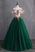 Green Off the Shoulder Floor Length Prom Dress with Appliques, Puffy Quinceanera Dress N2299