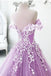 Lilac Off the Shoulder Gorgeous Long Prom Dress, Charming Formal Dress with Flowers UQ2539