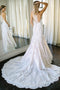 Mermaid Round Neck Sleeveless Lace Wedding Dress with Appliques UQ2496