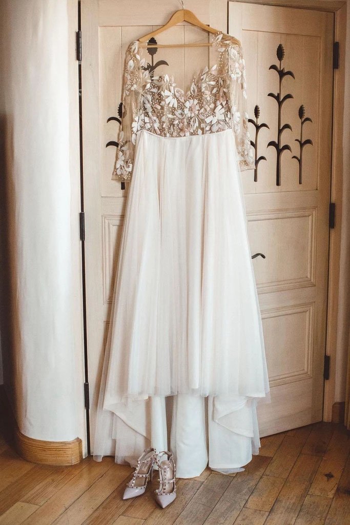 Charming Newest Beading Gorgeous Wedding Dress, Long Sleeves Unique Tulle Bridal Dress UQ2430