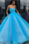 Blue Ball Gown Sweetheart Prom Dress, Princess Floor Length Tulle Quinceanera Dresses UQ2259
