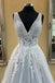 Puffy V Neck Sleeveless Tulle Wedding Dresses, Appliques Long Bridal Dresses UQ2275