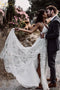 Straps Long Lace Wedding Dresses, Charming Lace Beach Wedding Dresses UQ2274