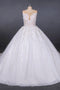Ball Gown Sheer Neck Sleeveless White Wedding Dresses, Lace Appliqued Bridal Dress UQ2297