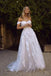 White Off Shoulder Tulle Lace Appliqued Beach Wedding Dress, Romantic Bridal Dresses UQ2547