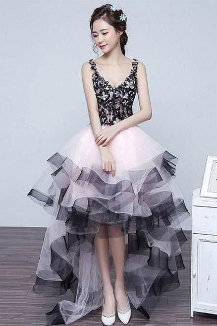 High Low Princess V Neck Homecoming Dresses, Puffy Tulle Prom Dress wi Uniquedresss High Low Princess V Neck Homecoming Dresses, Puffy Tulle Prom Dress wi Uniquedresss