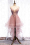 High Low Spaghetti Straps Tulle Homecoming Dresses with Appliques, Party Dress UQ2142
