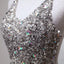 Sparkly Hi Lo Halter Beading Tulle Homecoming Dress, A Line Sequin Prom Dress UQH0010