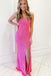 Hot Pink Sequined Sleeveless Glitter Mermaid Prom Dress, Formal Gown UQP0119