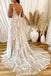 A-line V Neck Lace Appliques Tulle Long Wedding Dresses, Gorgeous Bridal Dress UQW0046