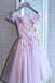 A Line Off the Shoulder Tulle Homecoming Dress with Beads and Flowers UQH0130