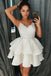 Simple Spaghetti Straps Short Homecoming Dress with Lace, Satin Graduation Dress N1838