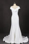 Mermaid V Neck Off White Simple Wedding Dress, Unique Long Bridal Dresses UQ2305