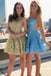 Spaghetti Strap Lace Short Homecoming Dress with Rhinestone, Backless Mini Prom Dress N2097