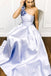 Simple One Shoulder Satin Floor Length Prom Dress with Flowers, Long Party Dress UQ2409
