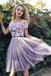 Knee Length Short Sleeves Tulle Homecoming Dress, A Line Short Prom Gowns UQ2151