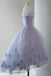 Lavender Off the Shoulder Tulle Homecoming Dress, Hi Lo Dress with Flowers UQH0103