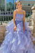 Lavender Spaghetti Straps Tulle Long Party Dress with Beadings Prom Gown UQP0194