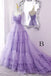 A Line V Neck New Style Tiered Long Tulle Prom Dress, Evening Gown with Flower UQP0187