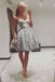 A Line Sweetheart Mini Lace Homecoming Dress, Strapless Sweet 16 Dress UQH0046