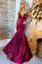 Mermaid Satin Prom Dress, Spaghetti Straps Sleeveless Floor Length Formal Dress UQ2469