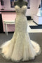 Elegant Sweetheart Mermaid Beach Wedding Dress with Beading, Lace Appliqued Bridal Dress UQ2397