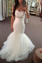 Long Mermaid Sweetheart Bridal Dress with Beads, Strapless Beach Wedding Dress UQ1767