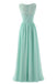 Mint Green V Neck Long Bridesmaid Dress with Lace, Simple Pleated Long Bridesmaid Dress UQ1855
