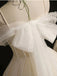Ivory Spaghetti Straps Tulle Homecoming Dress with Appliques, Short Prom Gown UQH0137