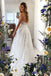 New Style Straps V Neck Split Long Boho Wedding Dress, Lace Bridal Gown UQW0052