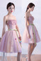Pink Sweetheart Tulle Homecoming Dress with Ribbon, Short Prom Dress with Beads UQ1728