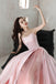 Pink Strapless Satin Long Prom Gown with Pearls, Floor Length Formal Dress UQP0086