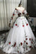 Puffy Long Sleeves Off the Shoulder Lace Tulle Prom Dress with Appliques UQP0195