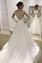 Puffy Wedding Dress with Long Sleeves, Gorgeous Tulle Bridal Dress with Beads UQ1798