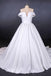 Puffy Off the Shoulder Satin Wedding Dress, Ball Gown Long Bridal Dress with Long Train N2286