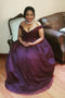 Purple Plus Size Off the Shoulder Tulle Plus Size Prom Dress with Beading UQ2229