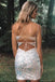 Silver Spaghetti Straps Sequins Homecoming Dress, Sparkly Sheath Bodycon Dress UQH0127