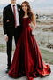 Elegant A-line Satin Prom Dress with Pockets, Satin Evening Dresses UQ2091