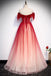Red Off the Shoulder Long Tulle Prom Dress with Beading, Party Gown with Sequins UQP0077