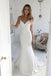 Simple Spaghetti Straps Satin Mermaid Beach Wedding Dress, V Neck Bridal Gown UQW0051