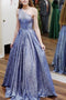 A-line One Shoulder Sparkly Long Prom Dresses Sequins Floor Length Evening Dress UQ2618