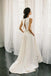 Two Pieces High Low Satin Wedding Dress, A Line Jewel Bridal Dresses UQ2593