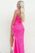 Pink Strapless Mermaid Long Prom Dress, Sequined Slit Formal Gown UQP0123