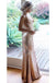Sexy Sequined Mermaid Backless Prom Dress, Rose Gold Floor Length V Neck Formal Dress N2598